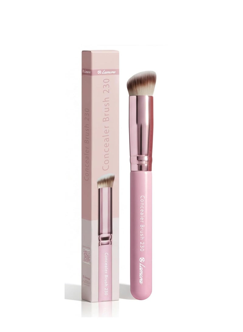 Lamora Concealer Makeup Brush Under Eye - Mini Angled Flat Top Kabuki Nose Contour Brush - Ideal for Concealing Blending Setting Buffing with Powder Liquid Cream Cosmetic - Pro Small Foundation Brush - Image 1