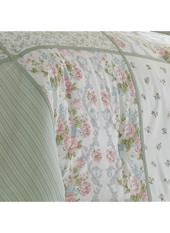 LAURA ASHLEY Full Comforter Set Reversible Cotton Bedding With Matching Shams And Bedskirt Stylish Home Decor For All Seasons Harper Sage Full - Image 3
