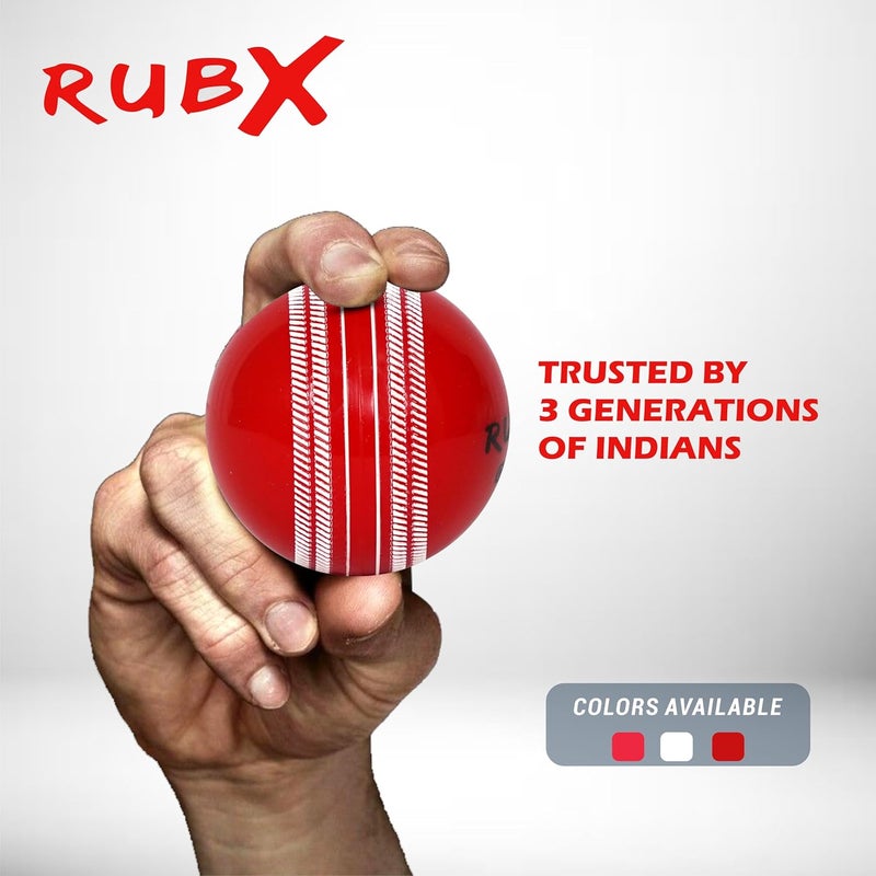 RUBX كرات كريكيت PVC T-20 بلس للتدريب 110 جرام - عبوة من 3، (أحمر) للعب الداخلي والخارجي، الشارع والشاطئ - Image 4