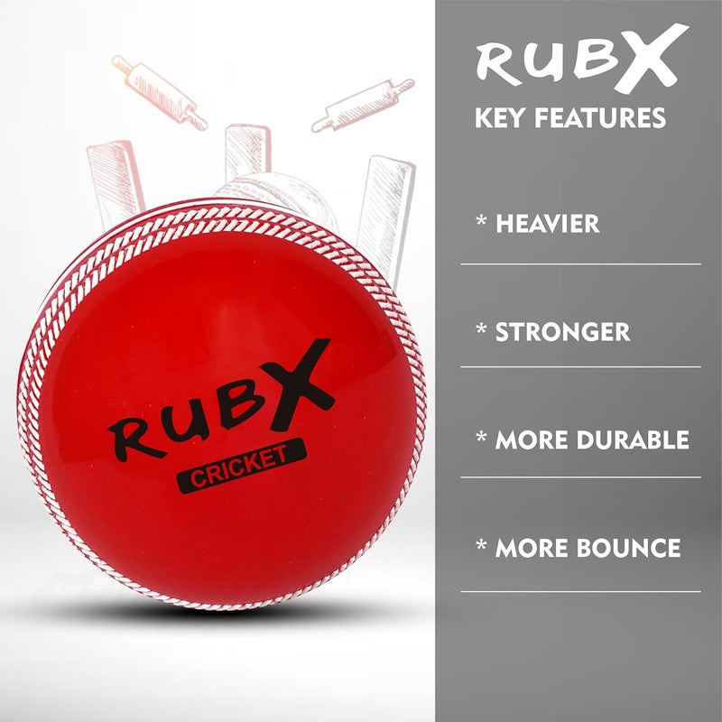 RUBX كرات كريكيت PVC T-20 بلس للتدريب 110 جرام - عبوة من 3، (أحمر) للعب الداخلي والخارجي، الشارع والشاطئ - Image 5