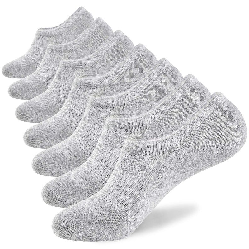 WANDER No Show Socks Mens 7 Pairs Cotton Thin Non Slip Low Cut Mens Invisible Casual Socks (7grey, Size 6-8)