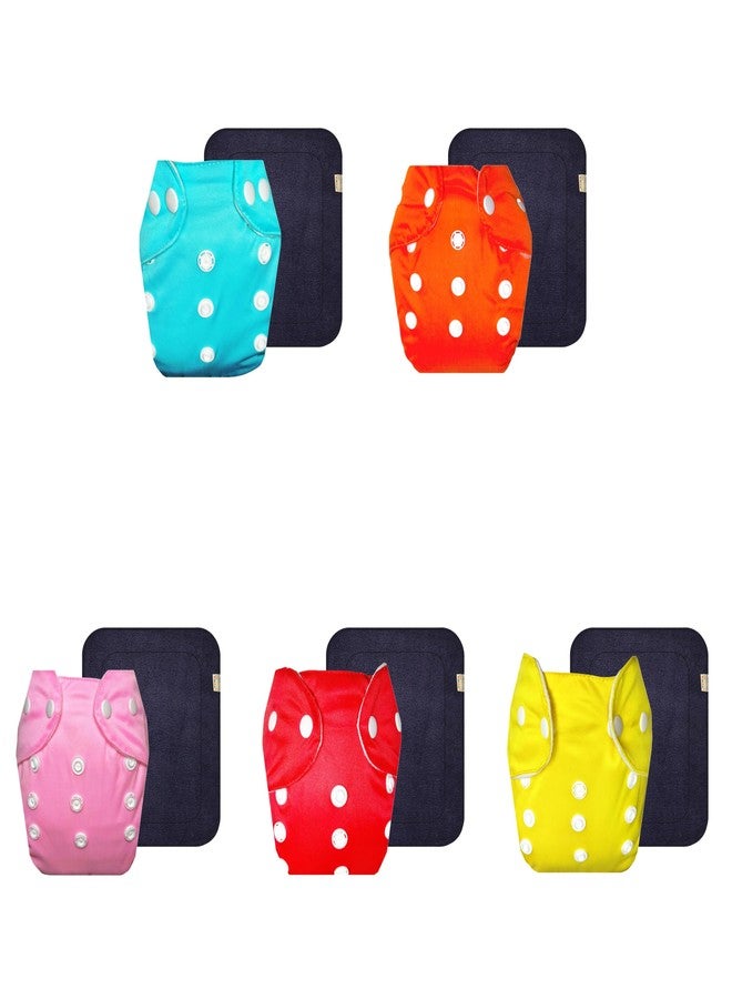 Dumbledo Lite Cloth Diaper with Gray Insert (Pack of 5) | Dry Feel and Comfortable | 6-Layer Absorbent Pad | Easy to Clean | Perfect for Indian Summers | 3 Months - 2 Years | Unisex Baby - Image 1