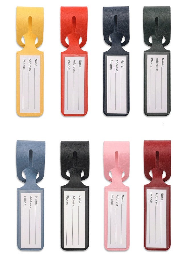8-Pack Colorful PU Leather Luggage Tags Slim ID Tags Anti-Loss Name Tag with Double Buckle (8 Colors) - Image 2