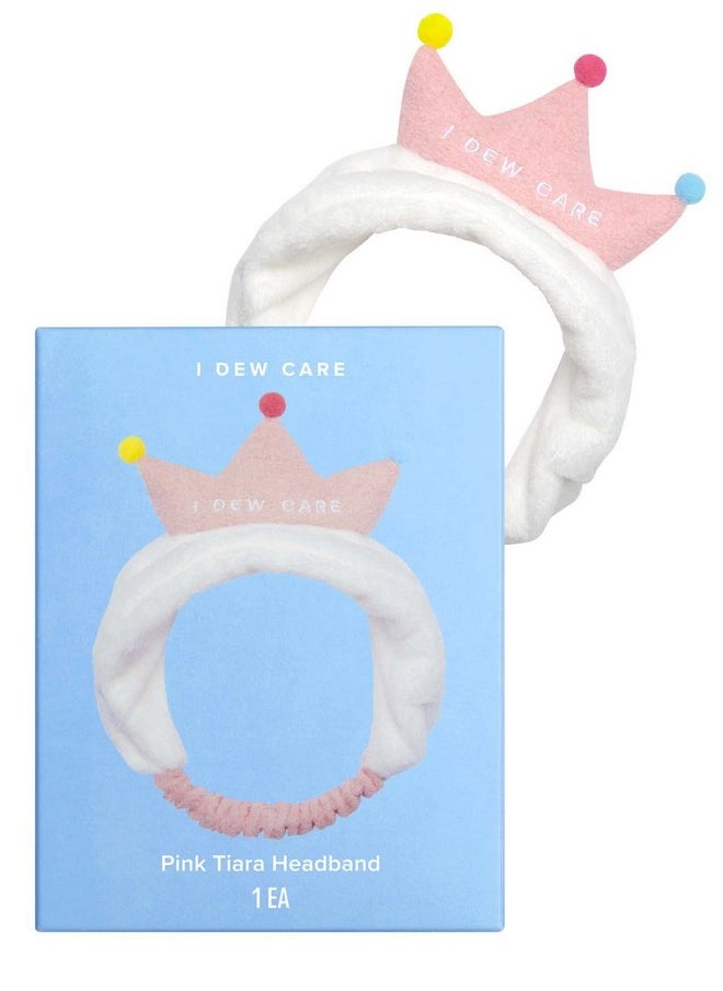 I DEW CARE Face Wash Headband Pink Tiara Head Band For Face Washing & Skincare Spa Day Soft & Fuzzy Cute For Makeup Shower Teen Girls Stuff Princess Style Crown Hair Band (1 Count)  - Image 1