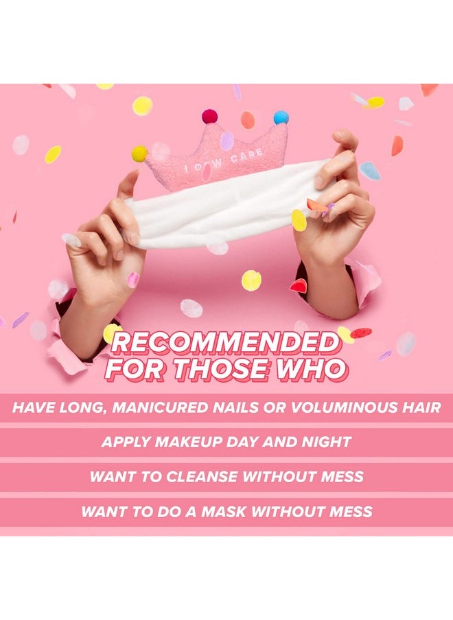 I DEW CARE Face Wash Headband Pink Tiara Head Band For Face Washing & Skincare Spa Day Soft & Fuzzy Cute For Makeup Shower Teen Girls Stuff Princess Style Crown Hair Band (1 Count)  - Image 3