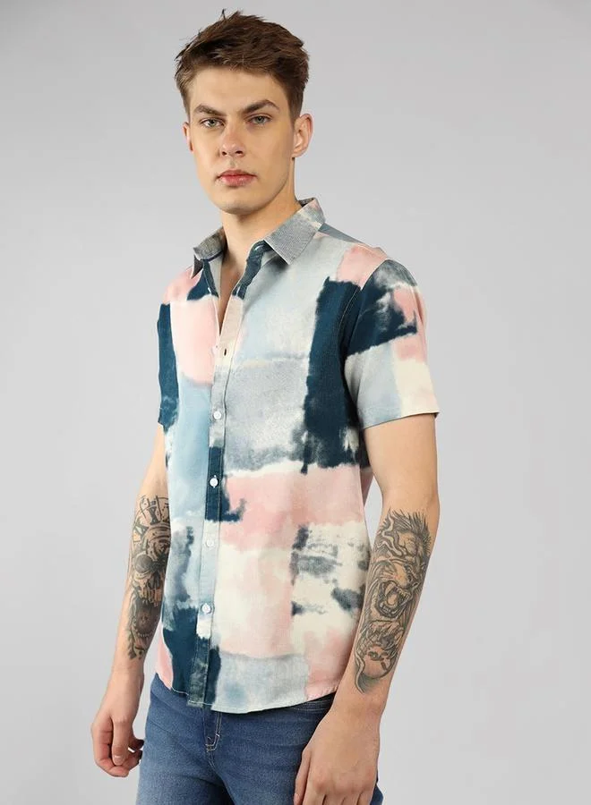 Dennis Lingo Dennis Lingo AOP Button Down Short Sleeves Casual Shirt