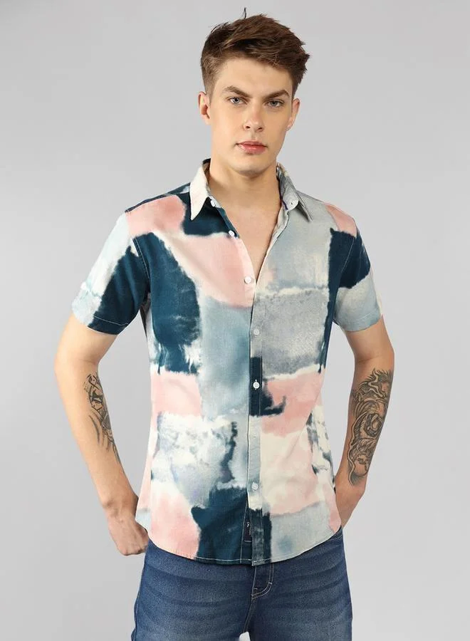 Dennis Lingo Dennis Lingo AOP Button Down Short Sleeves Casual Shirt