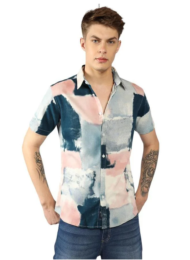 Dennis Lingo AOP Button Down Short Sleeves Casual Shirt by Styli