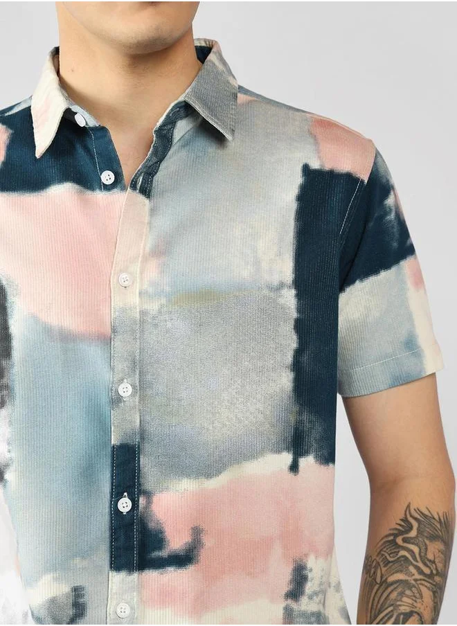 Dennis Lingo AOP Button Down Short Sleeves Casual Shirt by Styli