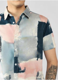 Dennis Lingo AOP Button Down Short Sleeves Casual Shirt by Styli  - Image 2
