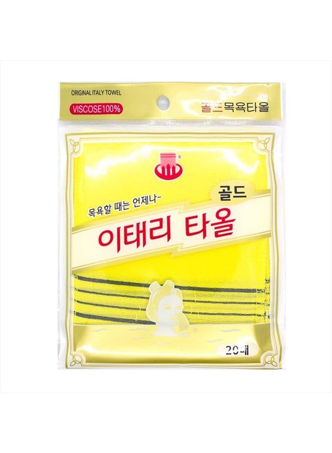 GOLDSANGSA Korean Bath Towel Washcloth 20pcs/Body Scrub Genuine Exfoliating Bath Mitten Remove Dead Skin(Yellow) - Image 3