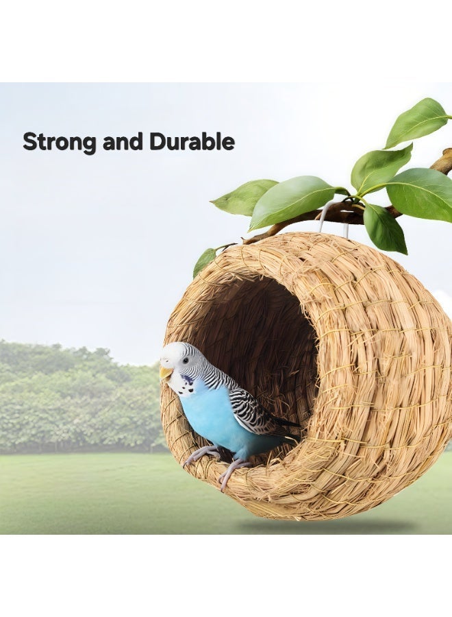 Hand-Woven Natural Grass Bird Nest – Breathable Hanging Hut & Breeding House for Parakeets, Budgies, Finches, Quails & Hamsters – All-Season Cage Accessory - Image 3