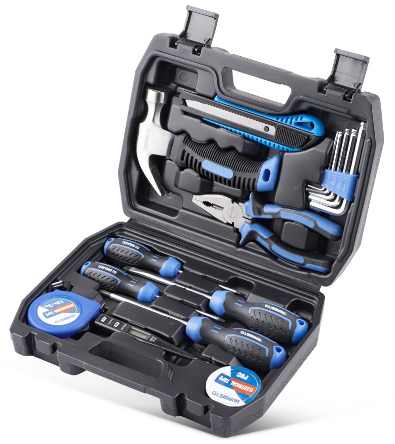 URASISTO 16-Piece kid Tool Set Basic Hand Tool Kit with Claw Hammer,Lineman's Pliers, Perfect for DIY, Home Maintenance, Age 14+ - Image 1
