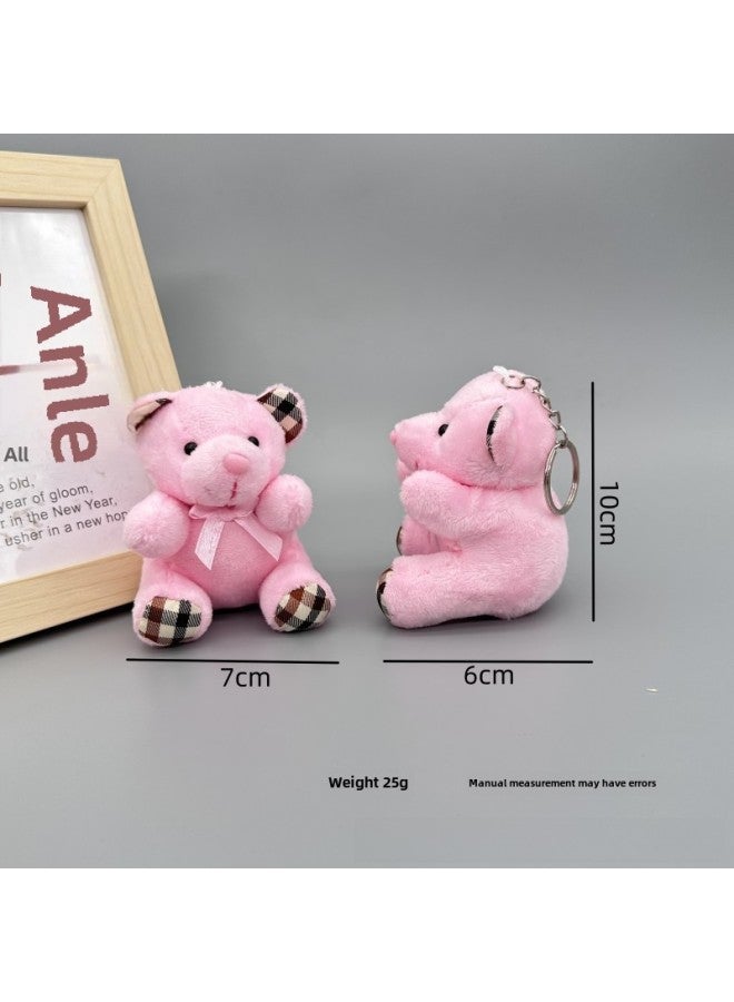 Loquat Bow Tie Teddy Bear Plush Toy Small Doll Pendant Wedding Throw Small Gift Claw Machine Doll Wholesale-Color:Bug Sitting Bear Mibai + Iron Ring-Height:Boutique - Image 3