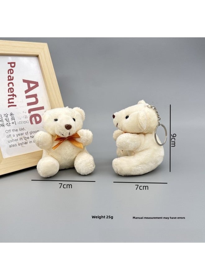 Loquat Bow Tie Teddy Bear Plush Toy Small Doll Pendant Wedding Throw Small Gift Claw Machine Doll Wholesale-Color:Bug Sitting Bear Mibai + Iron Ring-Height:Boutique - Image 4