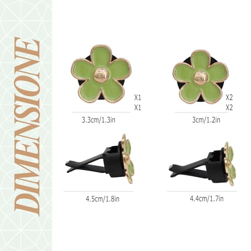 ORIESSE Green Flower Car Decor,6pcs Green Daisy Air Vent Clips Car Air Fresheners,2 Sizes Sage and Olive Green Flowers Dashboard Decorations Accessories for Women,Girly Refillable Diffuser - Image 5
