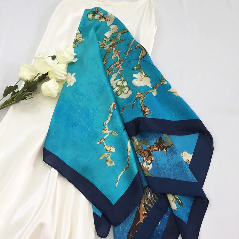 Julunar Silk Like Head Scarf for Women - Satin Large Hair Scarves - 35" Square Silk Hair Wrap for Sleeping with Gift Packed - Image 3