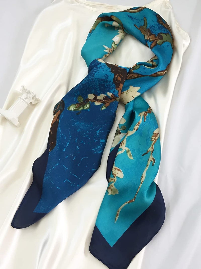 Julunar Silk Like Head Scarf for Women - Satin Large Hair Scarves - 35" Square Silk Hair Wrap for Sleeping with Gift Packed - Image 4