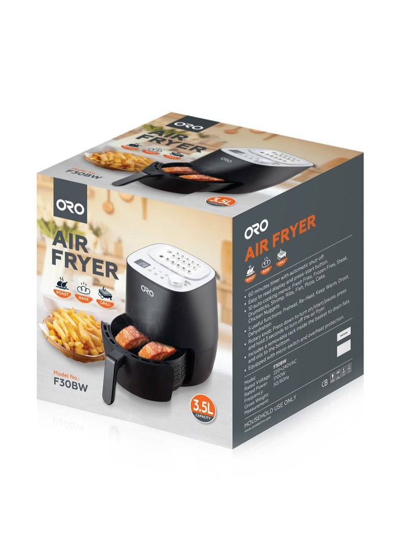 ORO Air Fryer 3.5L 1300W Digital Control LED Display Black - Image 5