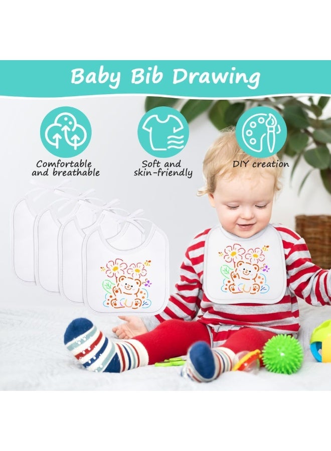 DIY Baby Bibs, بيضاء Bibs, طفل Bibs, قطن طفل Bibs, مقاوم للماء اللوحة Bibs, DIY هدية لحفلة استحمام الأطفال, 13 قطعة, 18 سم × 18 سم - Image 5