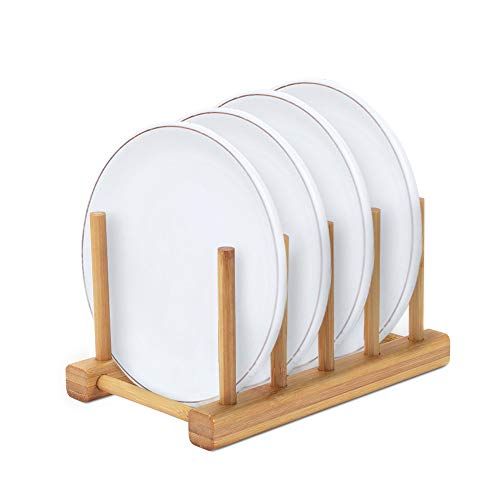 YWSHF Bamboo Wooden Dish Rack Dishes Drainboard Drying Drainer Storage Holder Stand Kitchen Cabinet Organizer for Dish/Plate/Bowl/Cup/Pot Lid/Book - Image 2