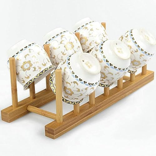 YWSHF Bamboo Wooden Dish Rack Dishes Drainboard Drying Drainer Storage Holder Stand Kitchen Cabinet Organizer for Dish/Plate/Bowl/Cup/Pot Lid/Book - Image 5