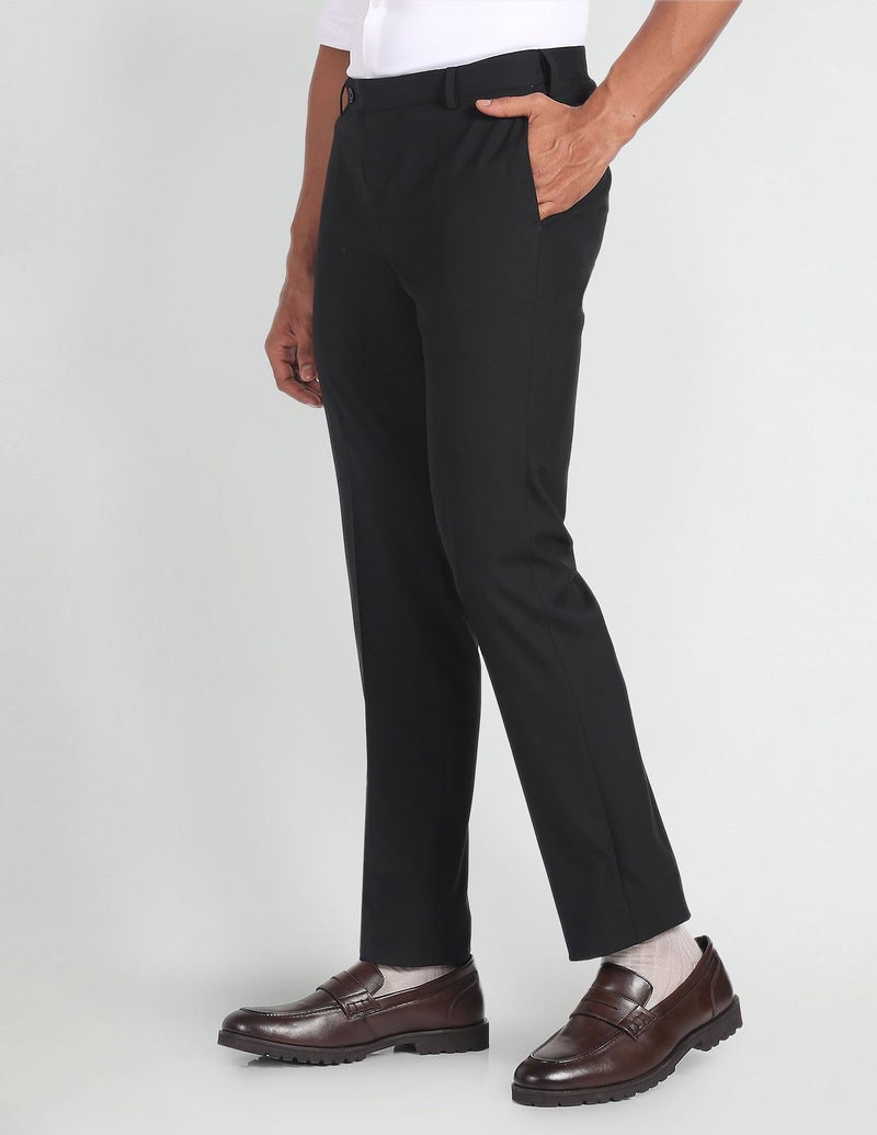Arrow Men Regular fit Polyester SolidMid-Rise waistTrousers(ARADOTR3234_Black_32) - Image 5