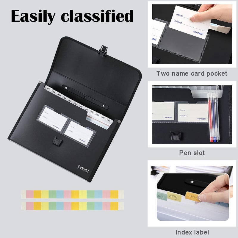 TRANBO 25 Pockets Letter Size/A4 Accordion File Organizer with Handle, TRANBO Expanding File Folder, Expandable Document Paper Organizer for Travel School Office - 1 Pack - Image 3