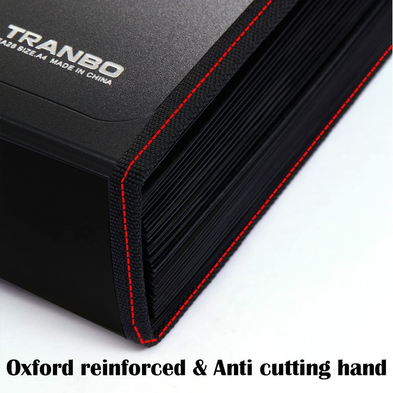 TRANBO 25 Pockets Letter Size/A4 Accordion File Organizer with Handle, TRANBO Expanding File Folder, Expandable Document Paper Organizer for Travel School Office - 1 Pack - Image 4