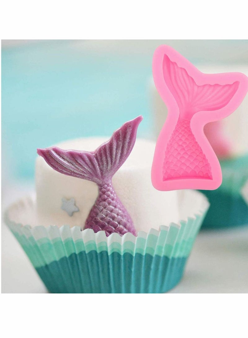 KASTWAVE Silicone Fondant Cake Moulds, Non-Stick BPA Free Chocolate, Jelly, Candy Mold, Cupcake DIY Baking Decoration Tool, Mermaid Tails and Sea Shells, Set of 4 - Image 2