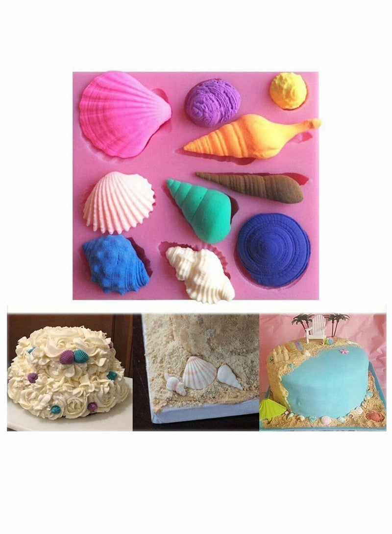 KASTWAVE Silicone Fondant Cake Moulds, Non-Stick BPA Free Chocolate, Jelly, Candy Mold, Cupcake DIY Baking Decoration Tool, Mermaid Tails and Sea Shells, Set of 4 - Image 3