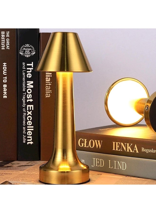 Rechargeable LED Gold Metal Table Lamp – Modern Design for Office, Bedroom, and Restaurants - Image 3