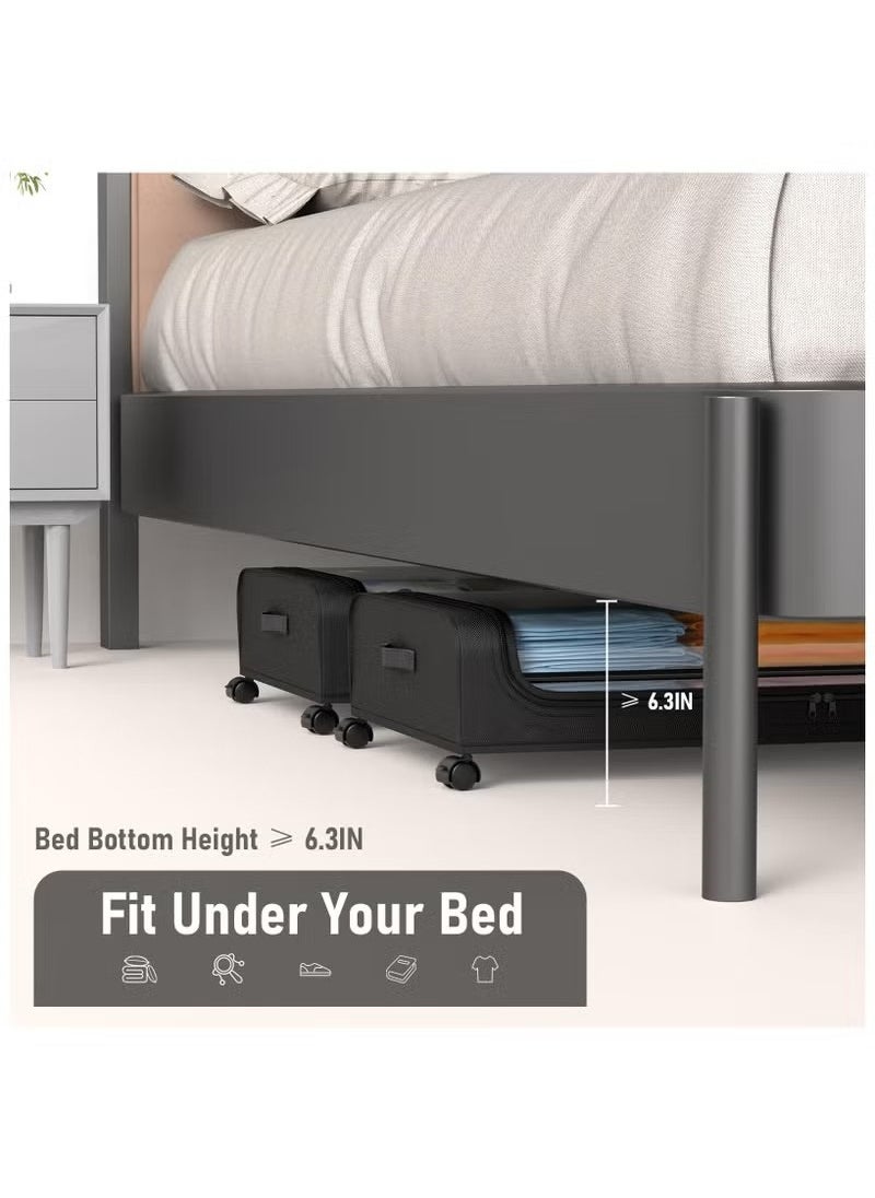 Beauenty - 2 Pack Under Bed Storage with Wheels and Lid, 40L Large Capacity Under Bed Rolling Storage, for Bedroom Storage Containers, for Clothes Shoe Blanket Toy Book,Black - Image 1