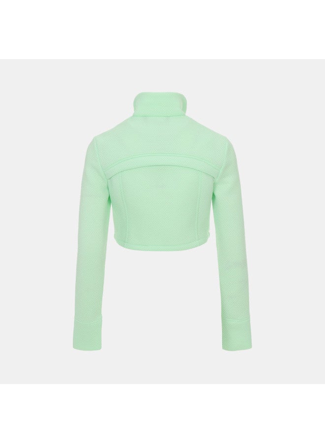 Zara Ladies' Playful Chic Modern Cropped Mesh Long-sleeve Jacket - Image 3