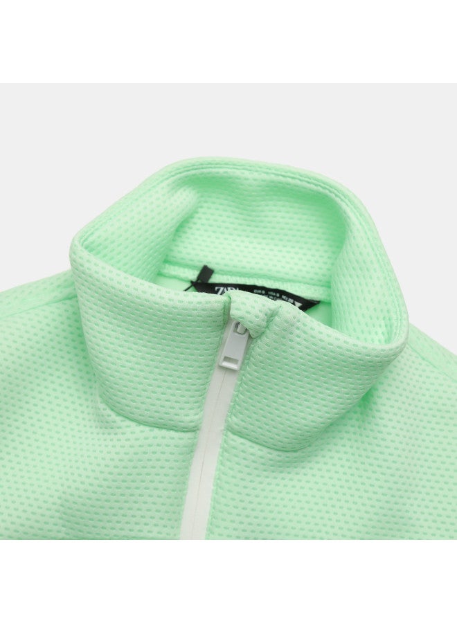 Zara Ladies' Playful Chic Modern Cropped Mesh Long-sleeve Jacket - Image 4