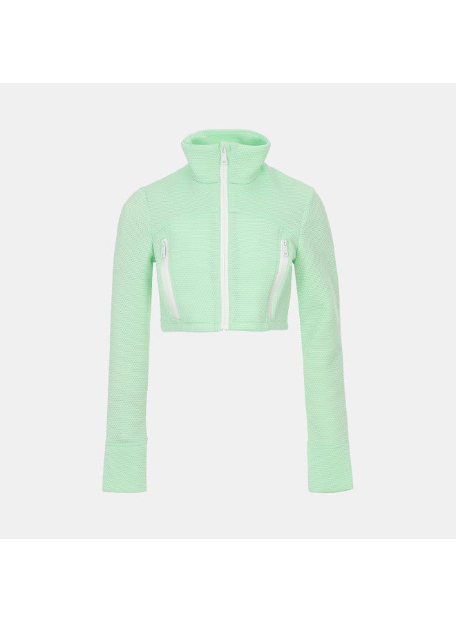 Zara Ladies' Playful Chic Modern Cropped Mesh Long-sleeve Jacket - Image 2