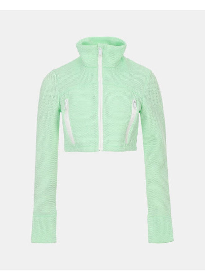 Zara Ladies' Playful Chic Modern Cropped Mesh Long-sleeve Jacket - Image 1