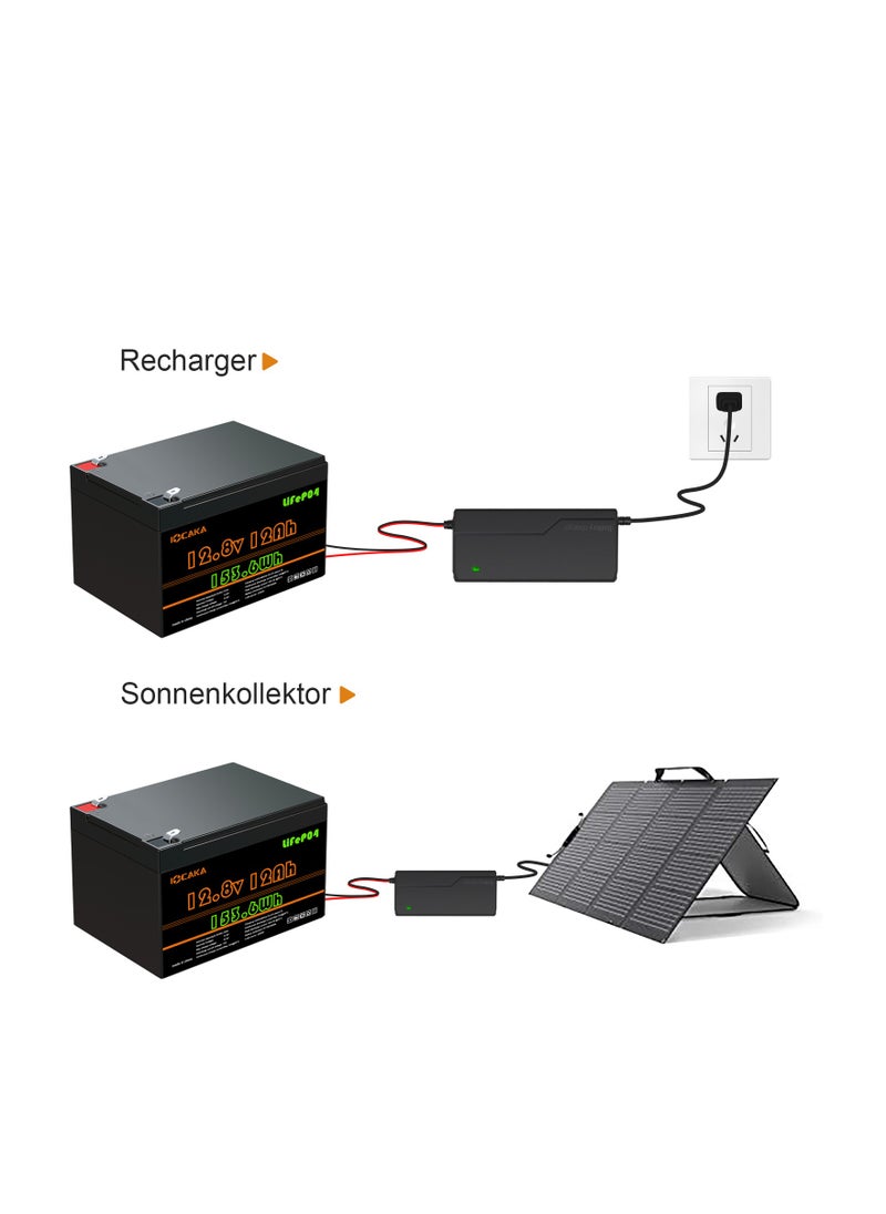 IOCAKA - 12V 12Ah LiFePO4 Battery 4000+ Cycles Rechargeable Lithium Battery  Built-in BMS  Perfect for Ride on Toys  Scooters Fish Finders Small UPS - Image 1