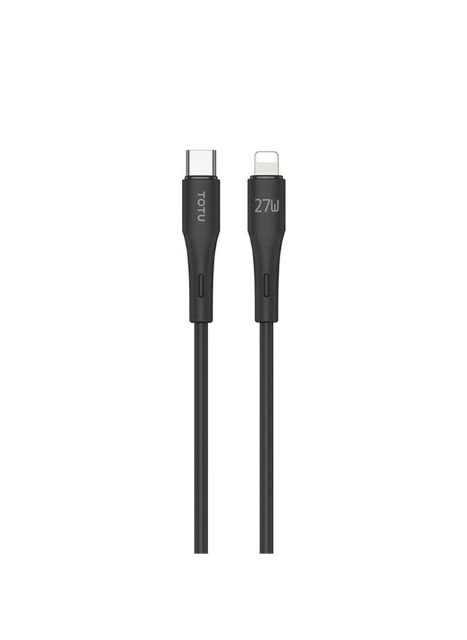 توتو Totu BPD-013 Skin Sense Series Type-C إلى 8 دبوس كبل بيانات الشحن السيليكون السريع ، الطول: 1M (أسود)  - Image 1