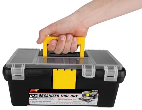 Performance Tool W54012 Heavy Duty Plastic Organizer Tool Box for Workshops and Garages, Black, 12.5-Inch - Image 1