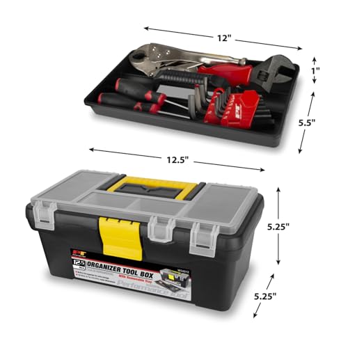 Performance Tool W54012 Heavy Duty Plastic Organizer Tool Box for Workshops and Garages, Black, 12.5-Inch - Image 3