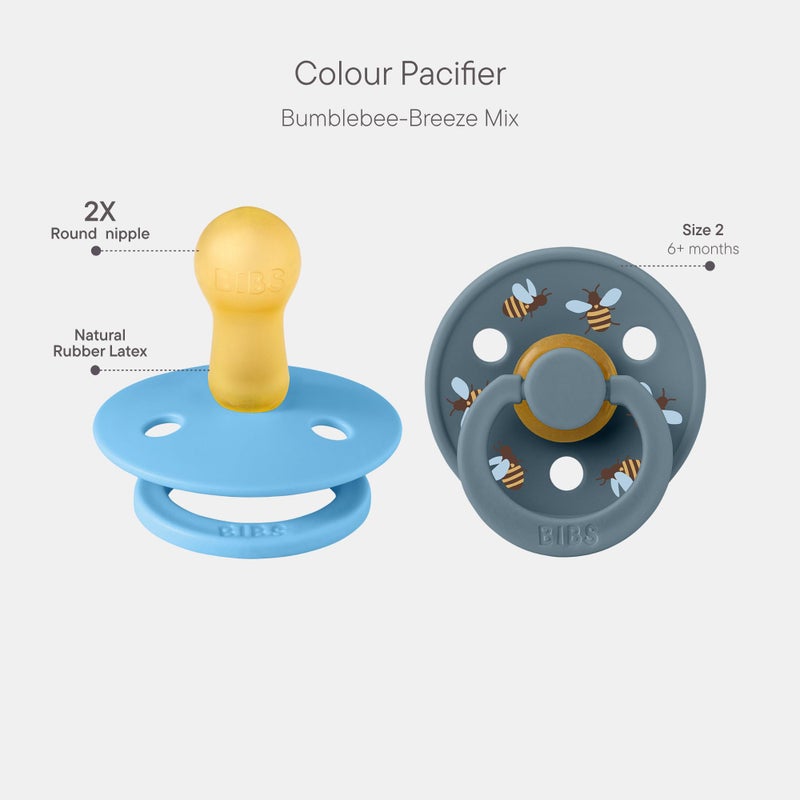 BIBS Studio Soother 2-Pack, BPA Free Dummy Pacifier, Round Nipple. Natural Rubber Latex, Made in Denmark, Size 2 (6-18 Months), Breeze/Petrol - Image 2