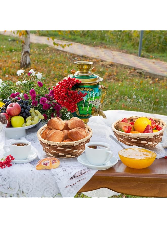 Excefore Round Gift Baskets,12 Pack Wicker Hamper Basket, Woven Bread Baskets For Serving Small Gift, Food Serving Baskets, Food Storage Basket For Kitchen Restaurant Display Decor - Image 4