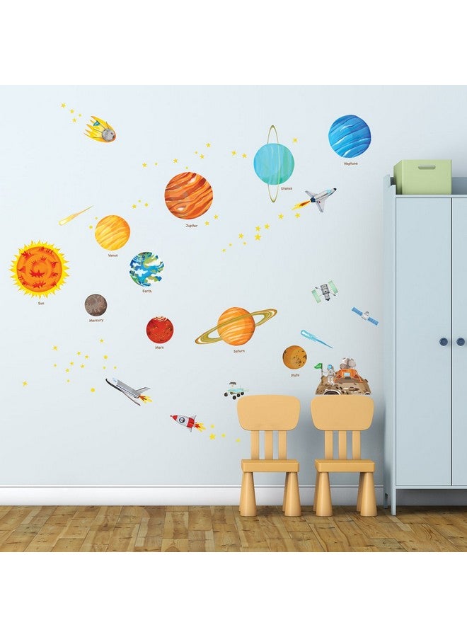 Decowall Ds9-1501S The Solar System Kids Wall Stickers Wall Decals Peel And Stick Removable Wall Stickers For Kids Nursery Bedroom Living Room (Medium) D?Cor - Image 1