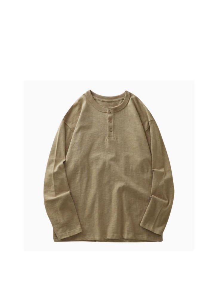 Men's Pure Cotton Long Sleeved 400G Heavyweight T-Shirt Sweatshirt - Image 1