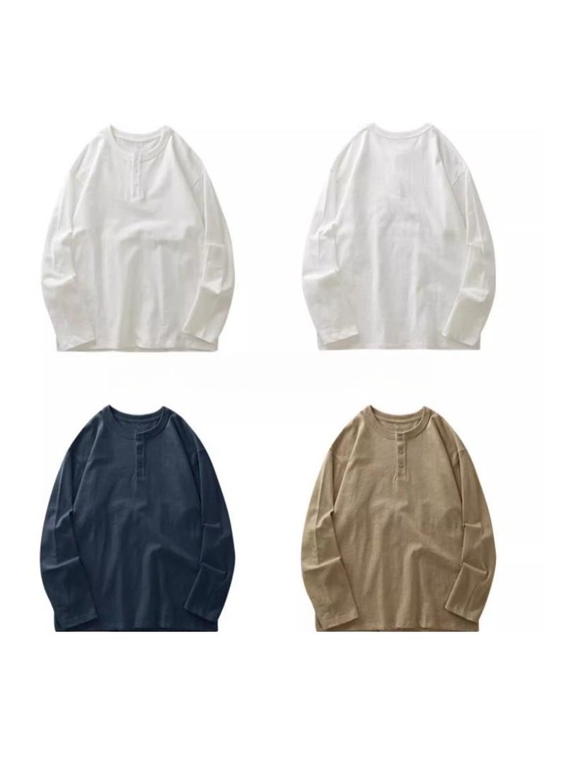 Men's Pure Cotton Long Sleeved 400G Heavyweight T-Shirt Sweatshirt - Image 2