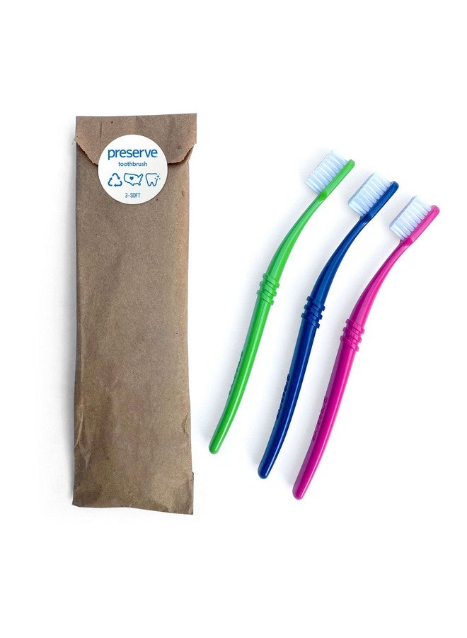 Preserve Eco Friendly Adult Toothbrushes, Made In The Usa From Recycled Plastic, Lightweight Paper Packaging, Soft Bristles, Colors Vary, 3 Count - Image 2