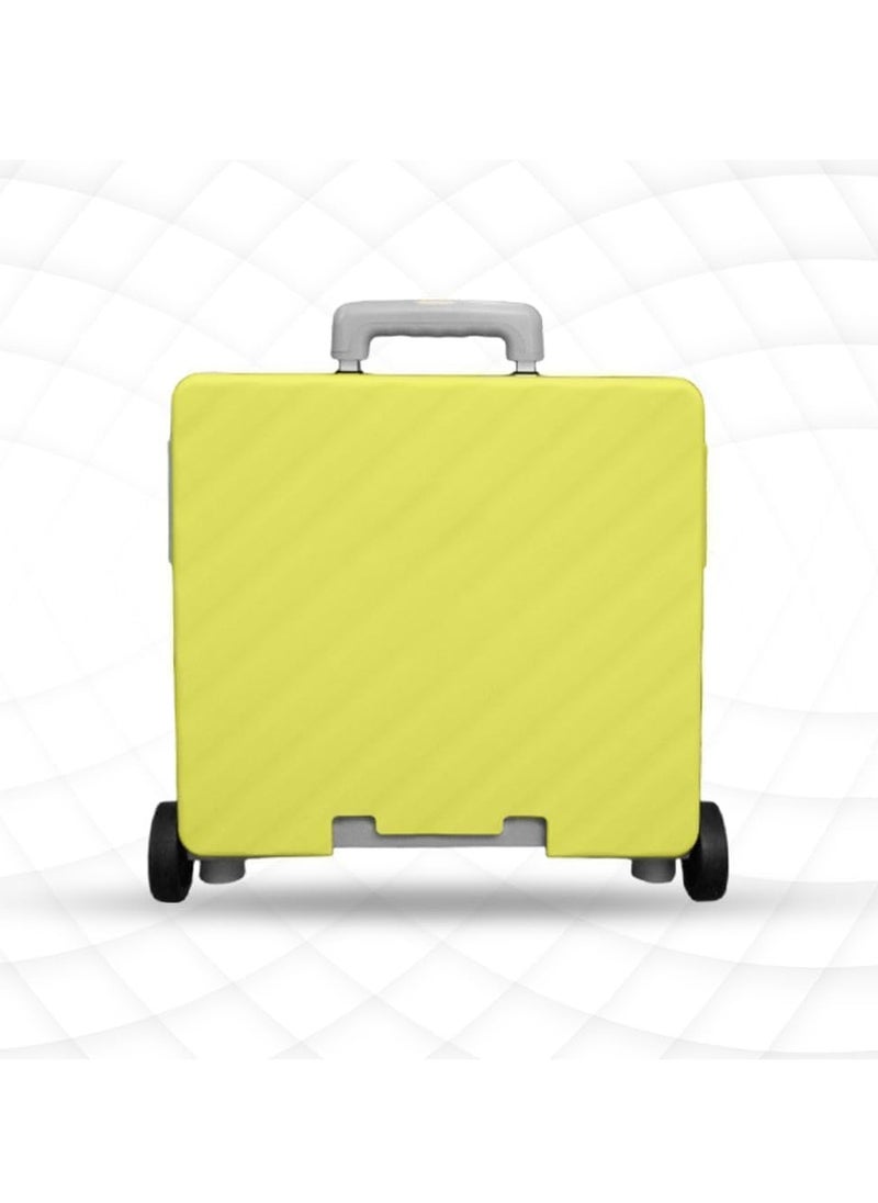 BERRY - Berry 50L Foldable Utility Cart – Portable Rolling Crate with Lid, 40KG Collapsible Basket & 2 Wheels | Multipurpose Shopping Trolley for Shopping, Camping & Moving (Yellow & Grey) - Image 1