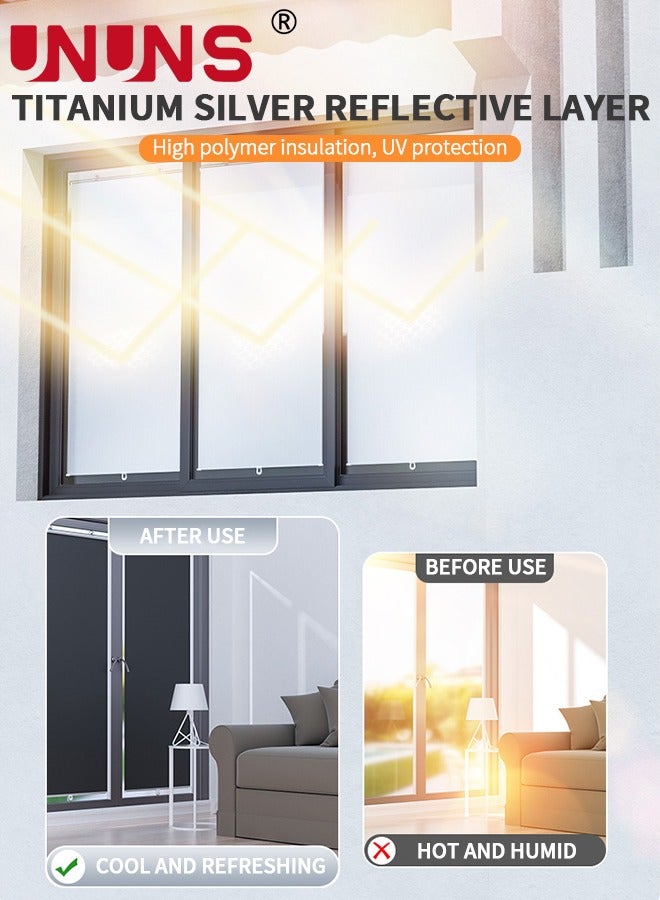 UNUNS Window Sun Shade,Retractable Balcony Blackout Curtain,Home Use Window Sun Block Bathroom Heat Insulation Blackout Roller Blinds - Image 5
