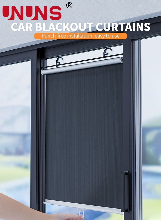UNUNS Window Sun Shade,Retractable Balcony Blackout Curtain,Home Use Window Sun Block Bathroom Heat Insulation Blackout Roller Blinds - Image 2